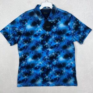 Bugatchi Hendrix Floral Polo Shirt Mens XL New‎ Short Sleeve All Over Print